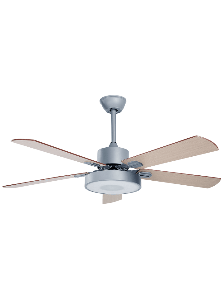 Beliani Deckenventilator mit Licht HOBBLE in Grau/Heller Holzfarbton günstig kaufen onesize