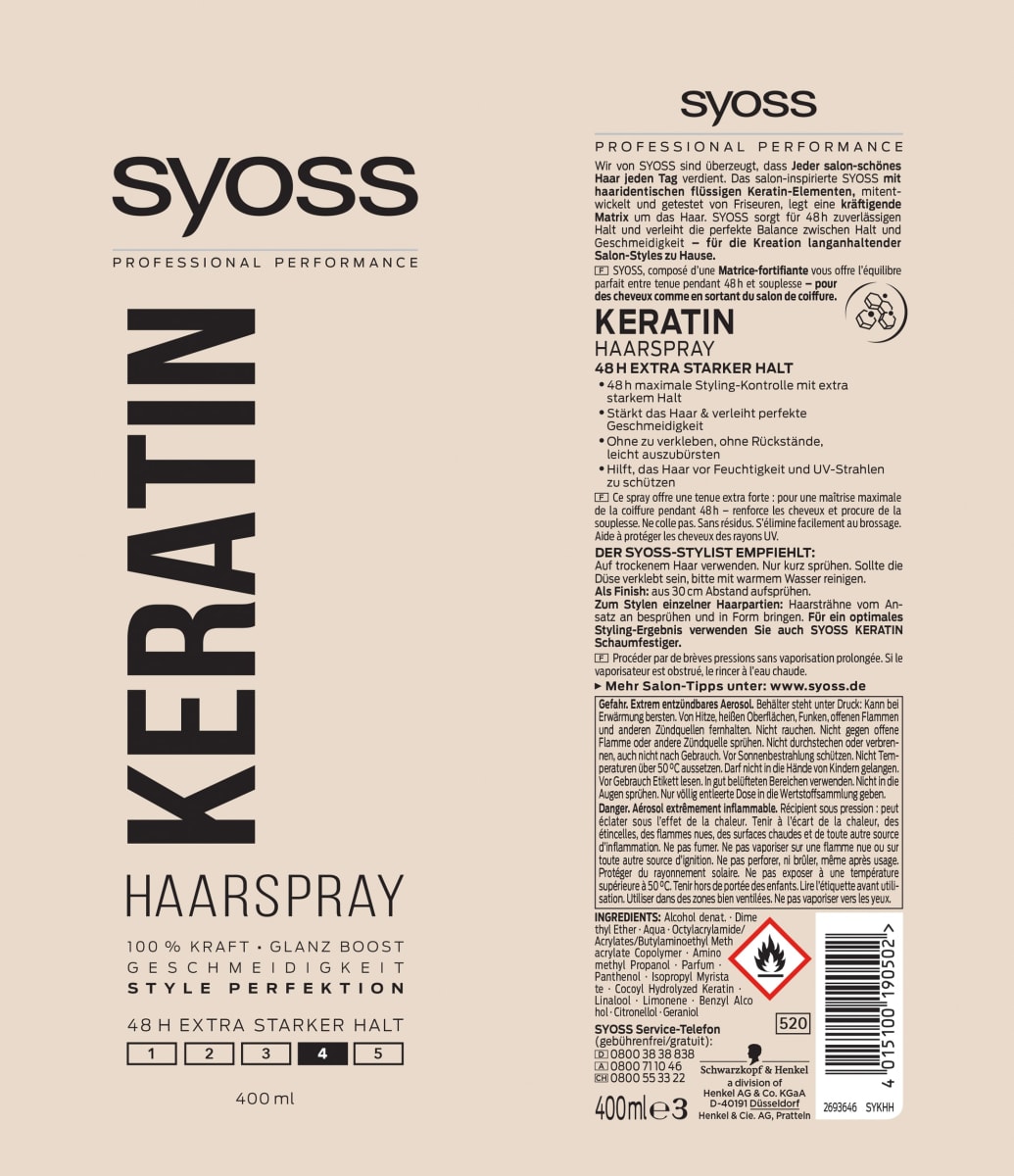 Haarspray Keratin, 400 ml