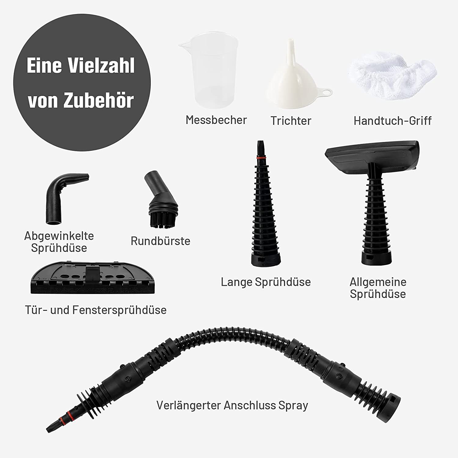 COSTWAY Dampfreiniger, 1050 W, mit 9 Zubehörteilen, 3 bar, 350ml