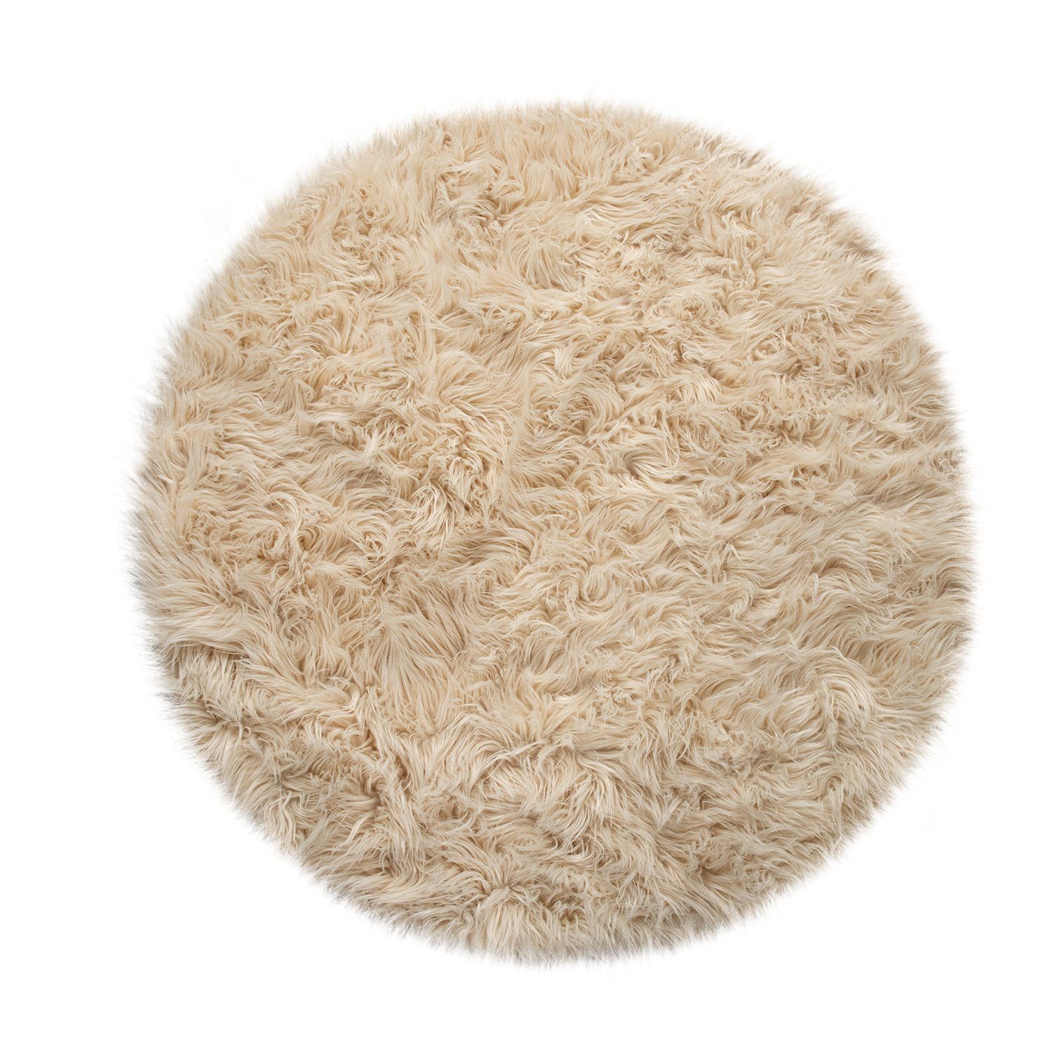 Fellteppich Wohnzimmer Hochflor Teppich Kunst-Fell Design, TT Home, rund, Höhe: 64 mm