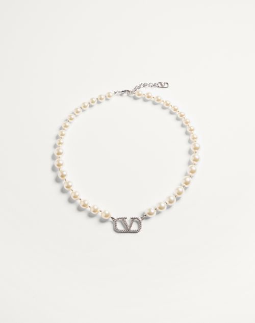 VLogo Signature Halskæde Med Swarovski® Krystaller og Perler