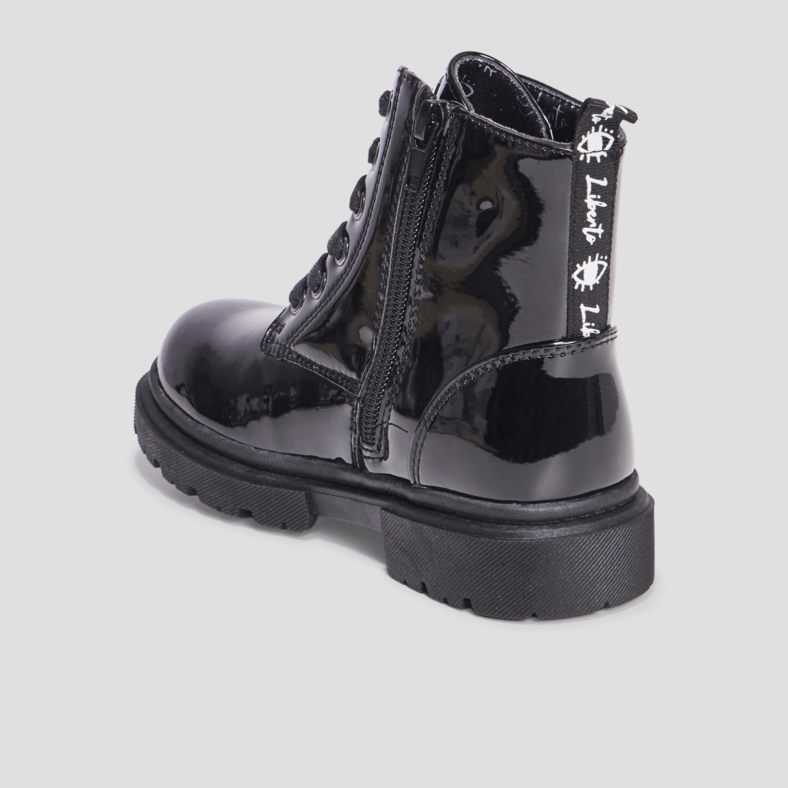Bottines crantées zippées à paillettes noir fille | La Halle