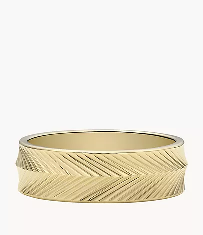 Fossil Bandring Harlow Linear Texture Edelstahl goldfarben