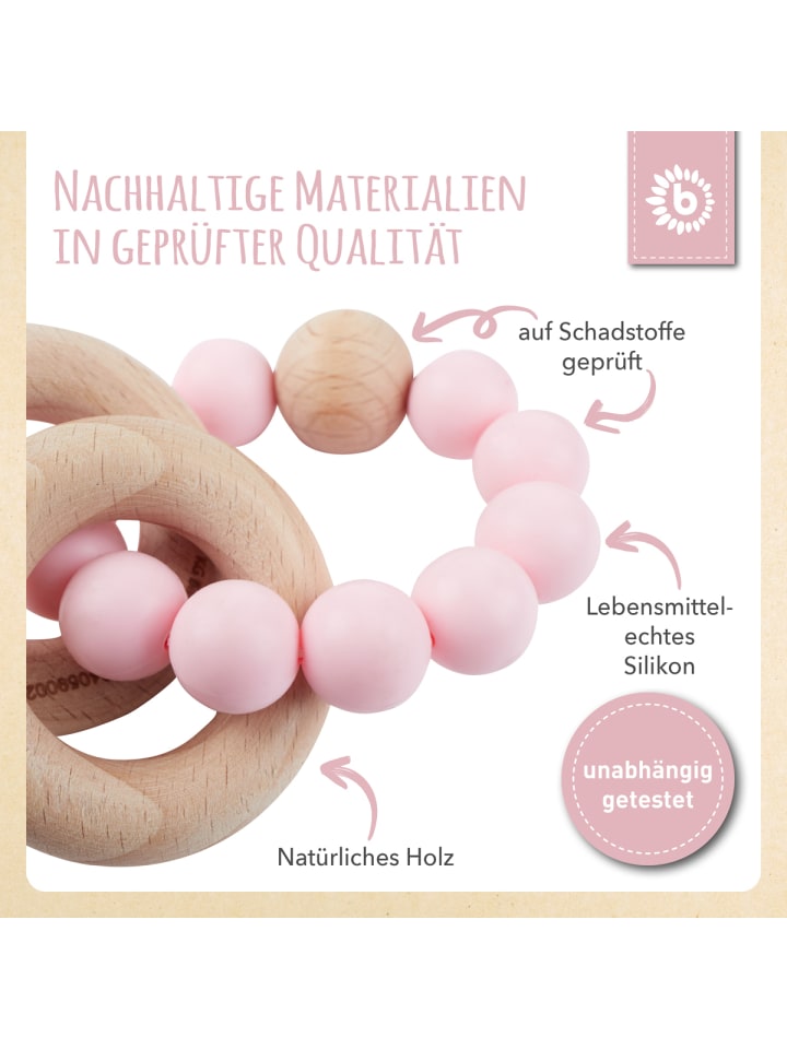Bieco Spielwaren Beißring mit Silikon Perlen - ab Geburt in Rosa günstig kaufen onesize
