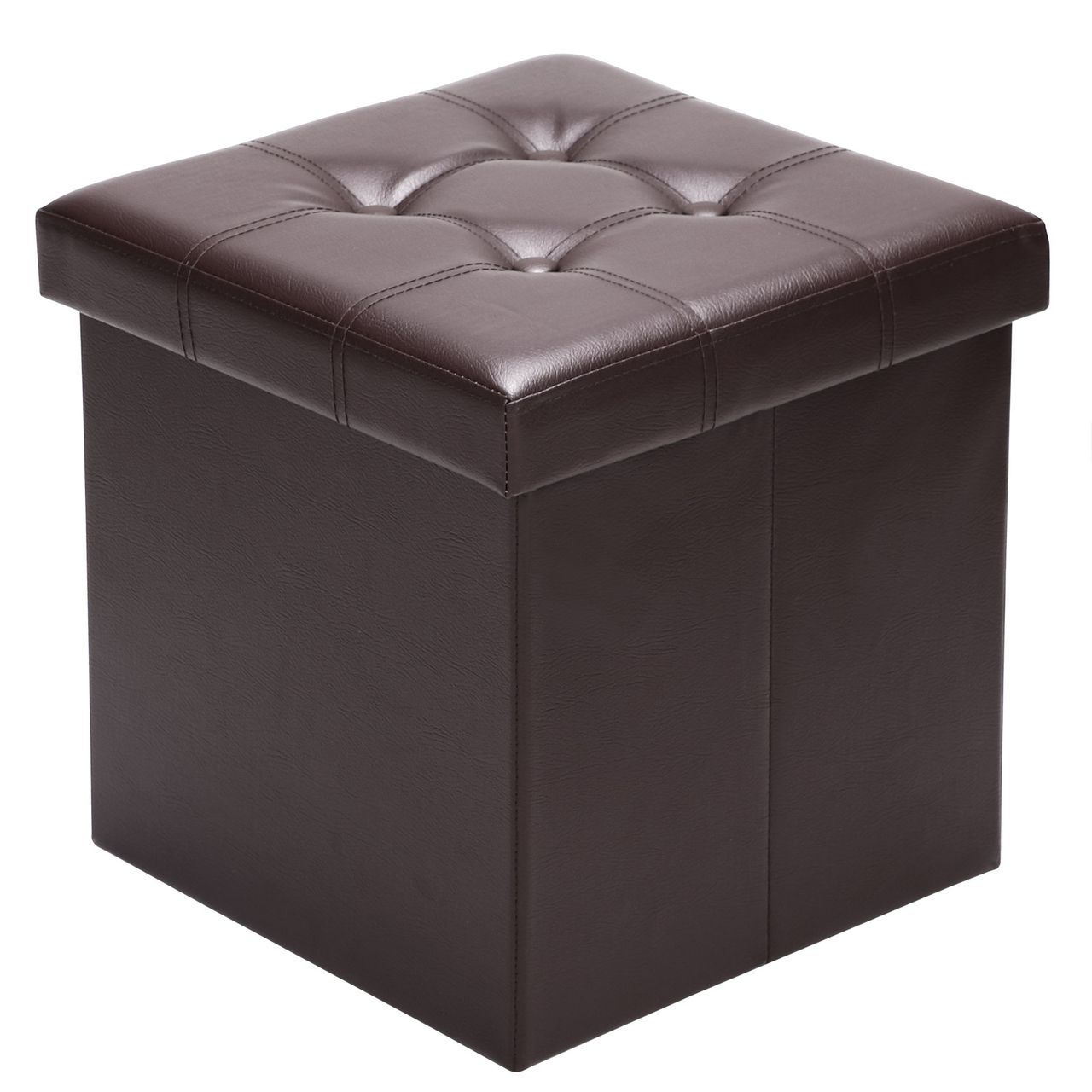 Casaria Faltbarer Sitzhocker mit Stauraum braun 38x38x38 cm