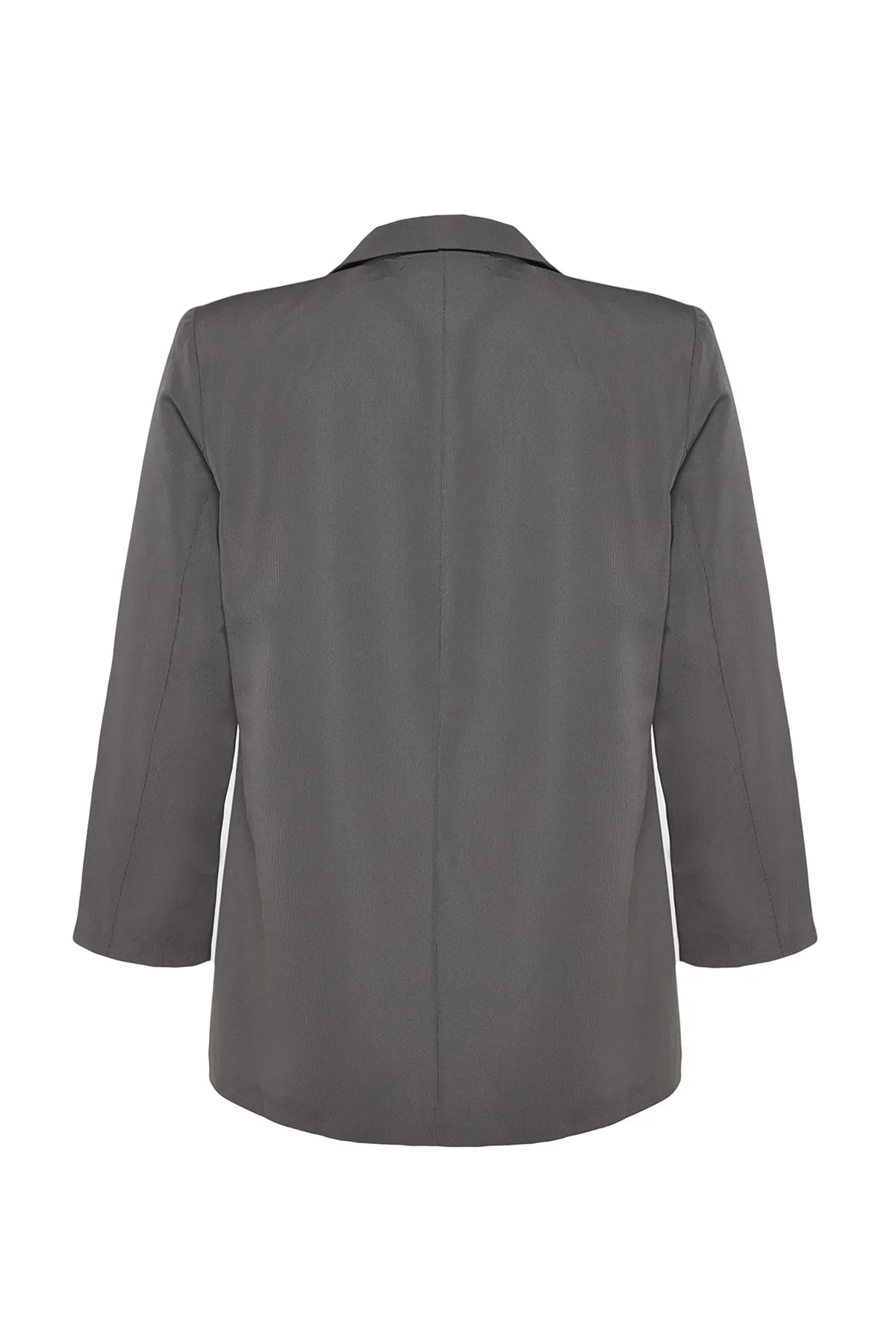 Trendyol Curve  Graue, zweireihige Blazerjacke mit Futter und Verschluss TBBAW24AG00003