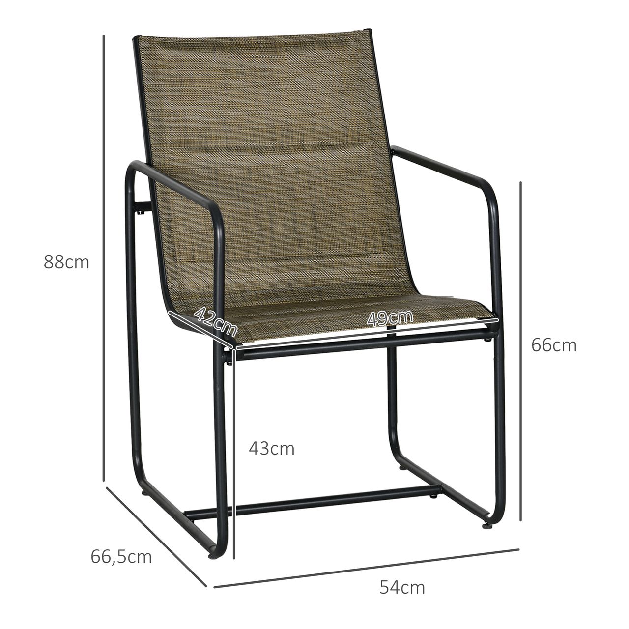 Outsunny Gartenstühle 2er-Set, Gartensessel Set mit Armlehne Terrassenstuhl Mesh
