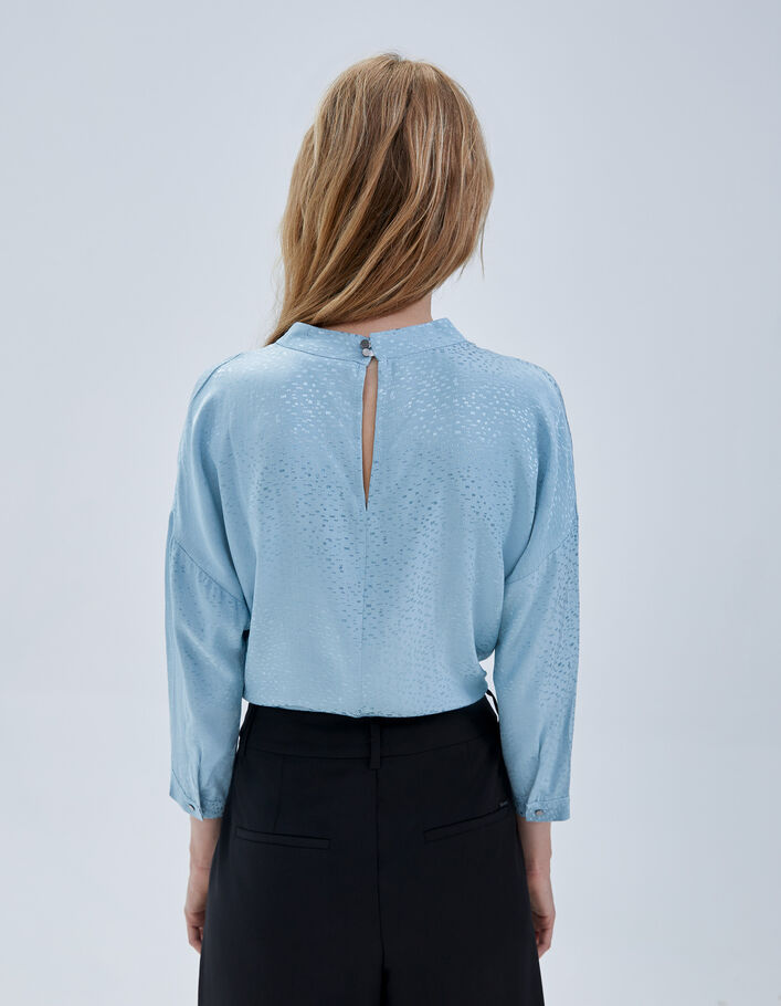 Blouse bleue jacquard fantaisie à motif graphique Femme