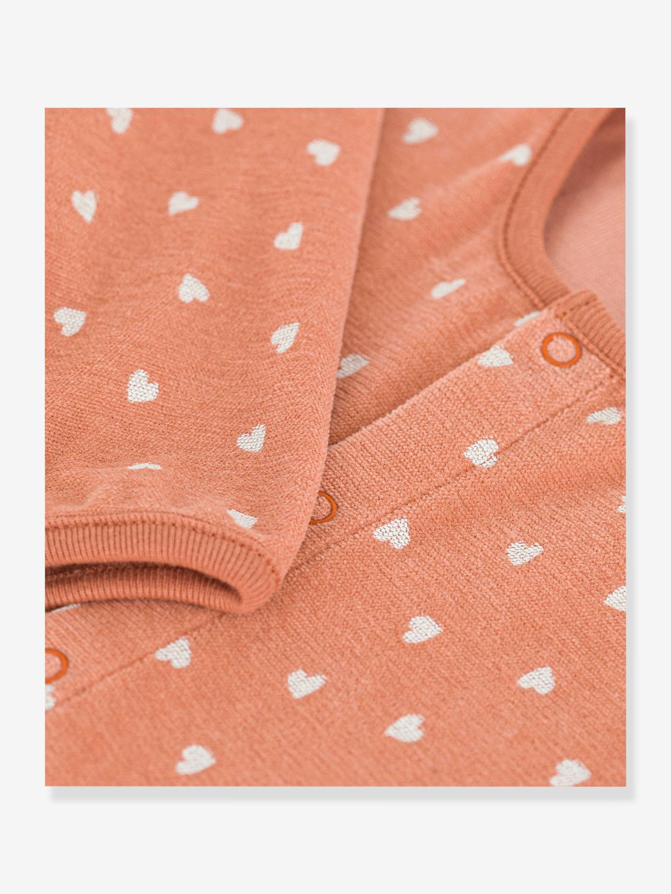 Petit Bateau Bedruckter Baby Samt-Strampler PETIT BATEAU - braun bedruckt