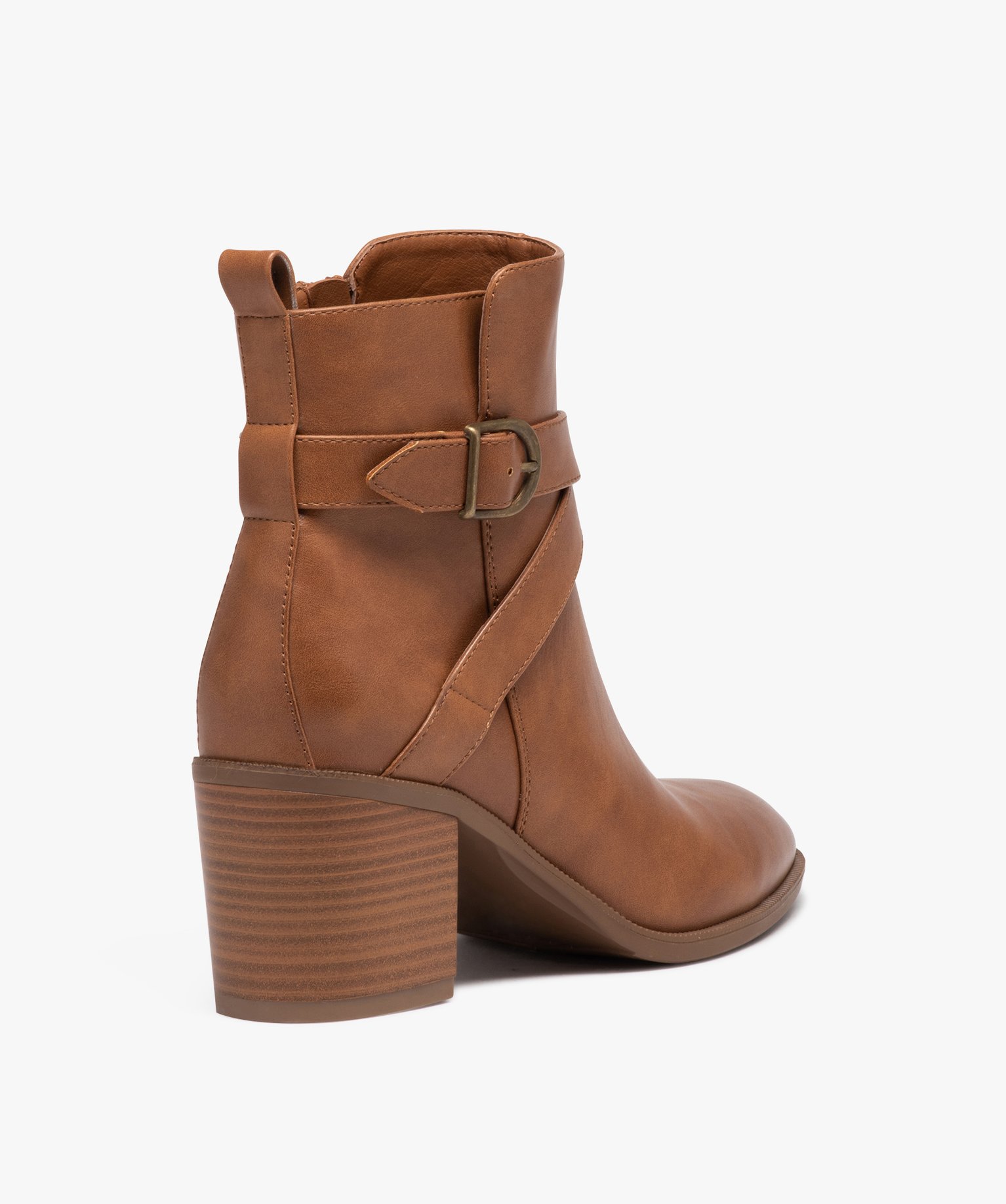 Boots à talon carré et bout amande femme camel | GEMO
