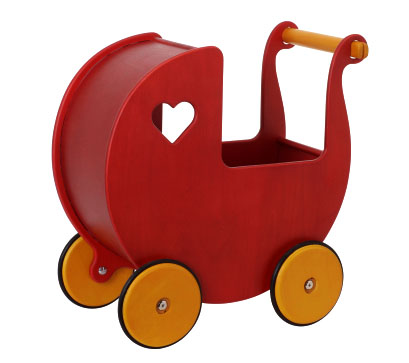 MOOVER Toys Dänischer Designer Holz-Puppenwagen (rot) / dolls pram red