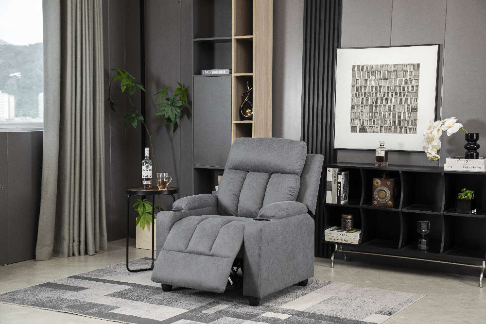 Happy Home gepolsterter Relaxsessel Sofasessel mit 2 Getränkehalter dunkelgrau