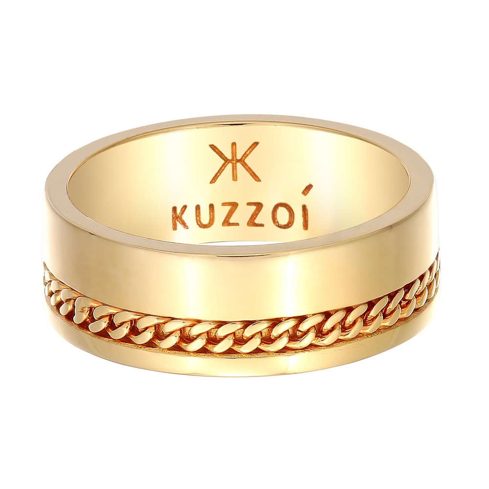 KUZZOI KUZZOI Bague Hommes Bande Chunky Chain en argent sterling 925 Bague