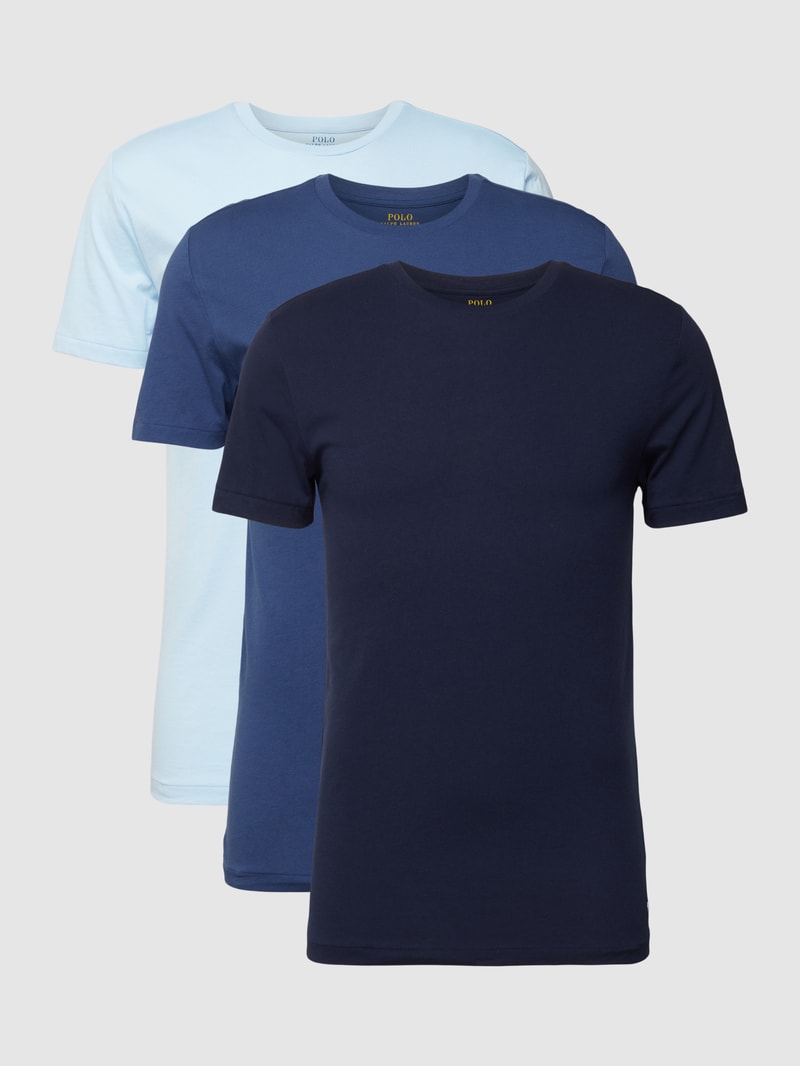 T-Shirt mit Logo-Stitching im 3er-Pack in blau