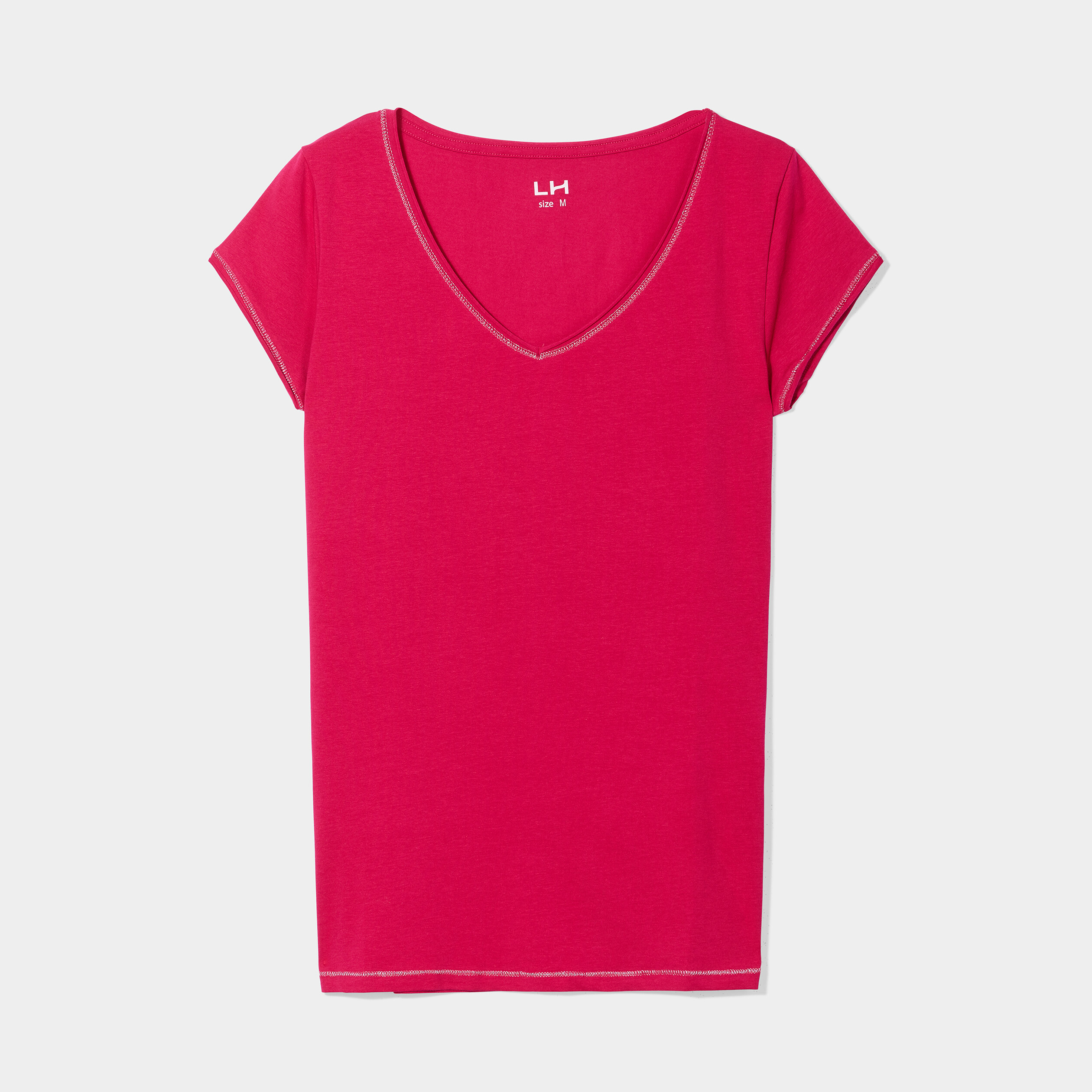 T-shirt manches courtes ajusté rose framboise femme | La Halle