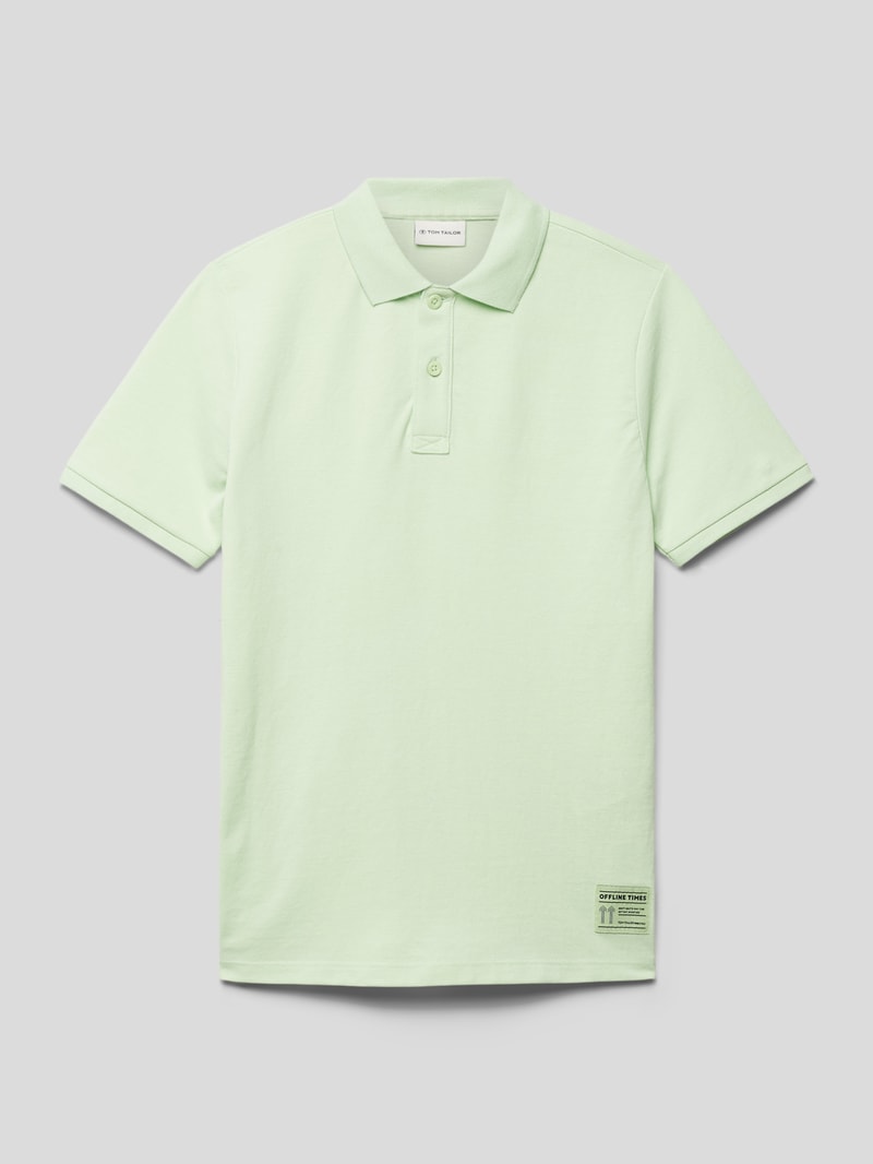Poloshirt mit Label-Patch in hellgrün