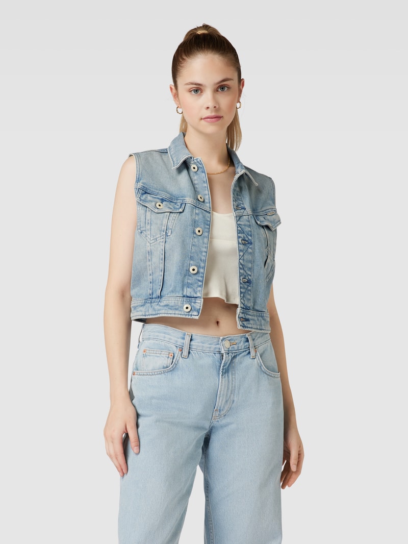 Jeansweste im Used-Look in jeans