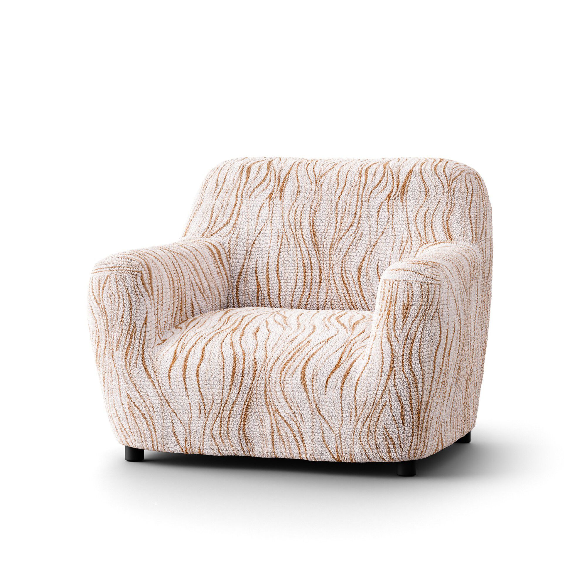 Housse bi-extensible microfibre imprimé vagues pour fauteuil et canapé