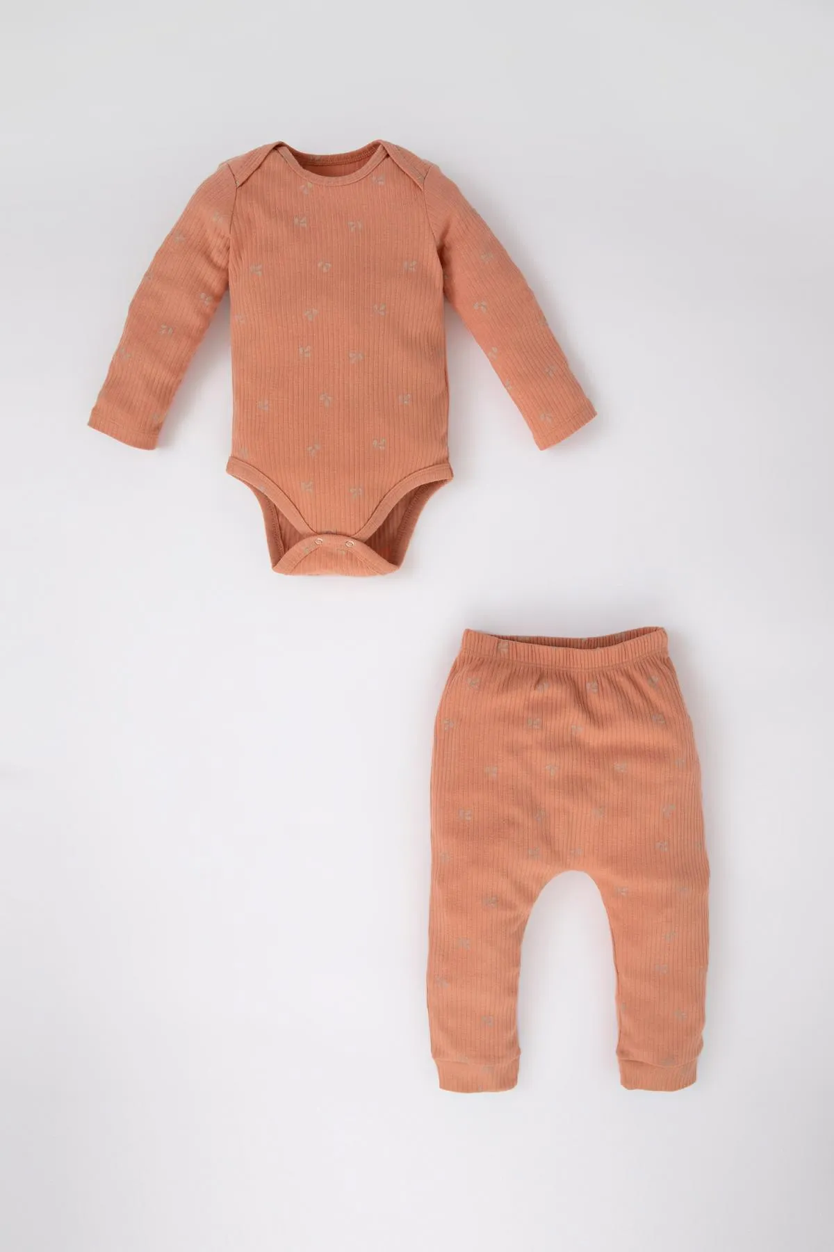 DeFacto  2-teiliges Set mit bedrucktem, geripptem Leibchen und Oberteil zum Anstecken für Babys