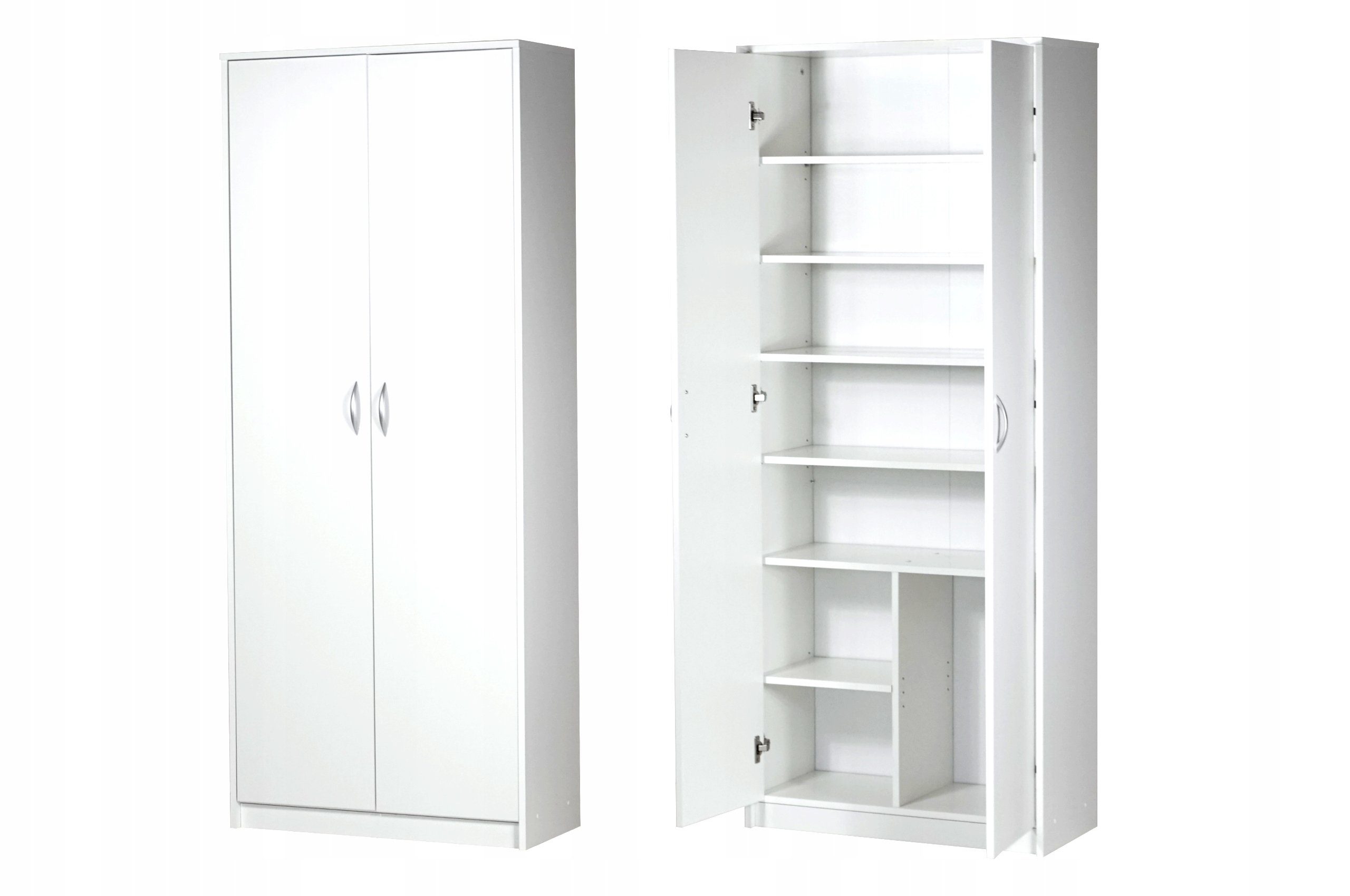 Home Collective Mehrzweckschrank Schrank Kleiderschrank weiß 74cm Breite 180cm Höhe Mehrzweckschrank mit 6 Einlegeböden, Extra-Fach, Haushaltsschrank Schuhschrank