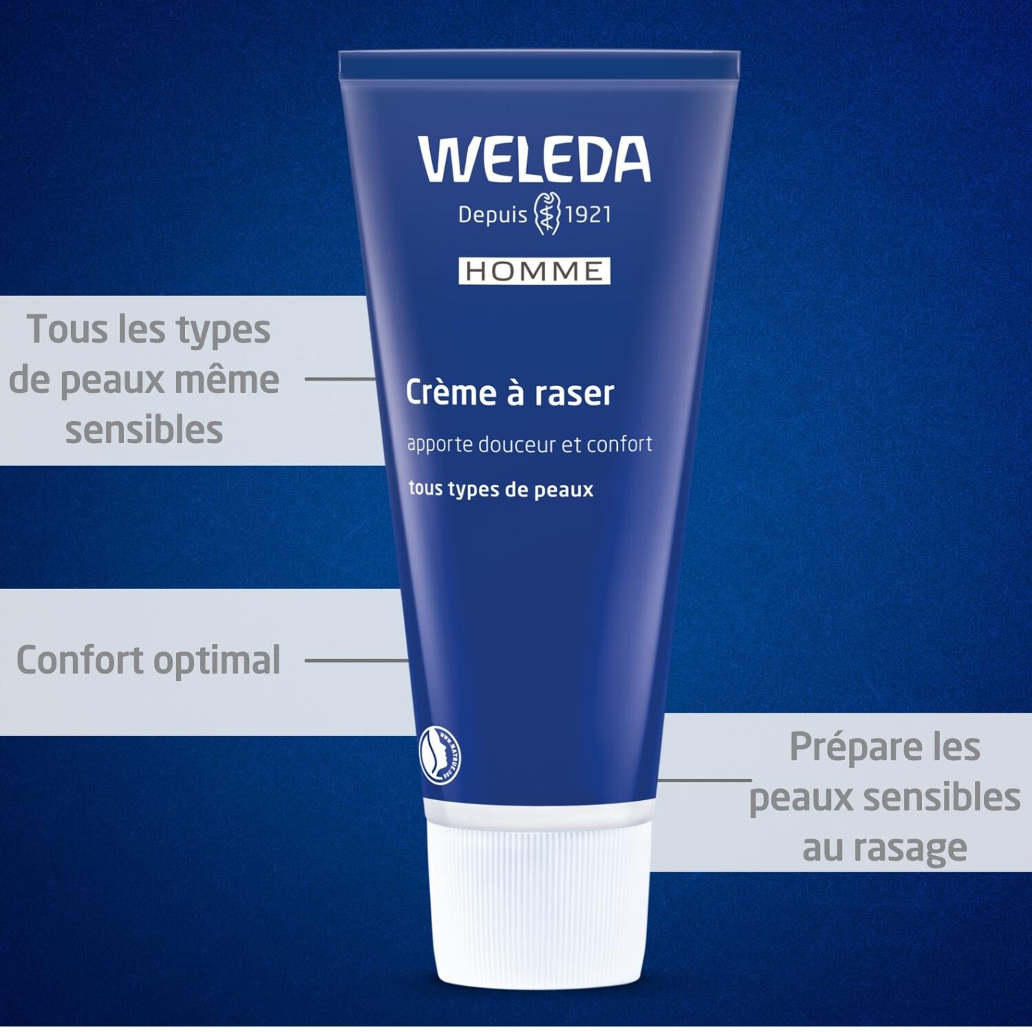 Weleda Homme Crème à Raser - Tous Types de Peaux - Prépare la Peau au Rasage - 75 ml