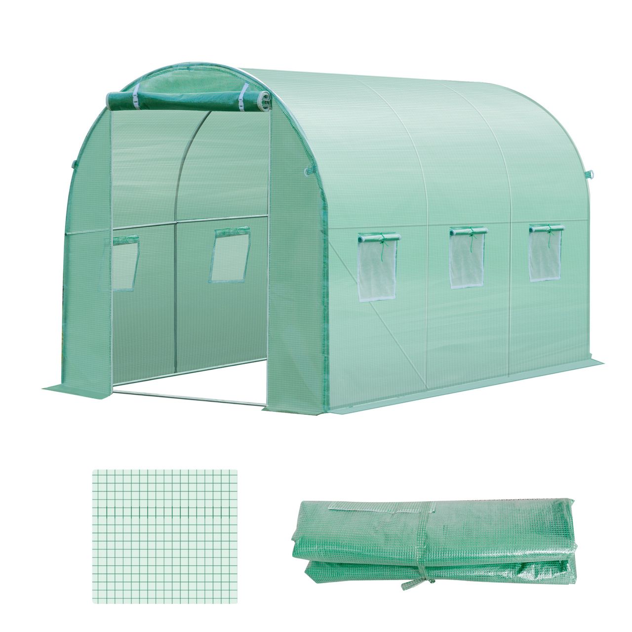 Outsunny Polyethylenfolie 3x2x2m Ersatzfolie mit 6 Fenster für Folientunnel