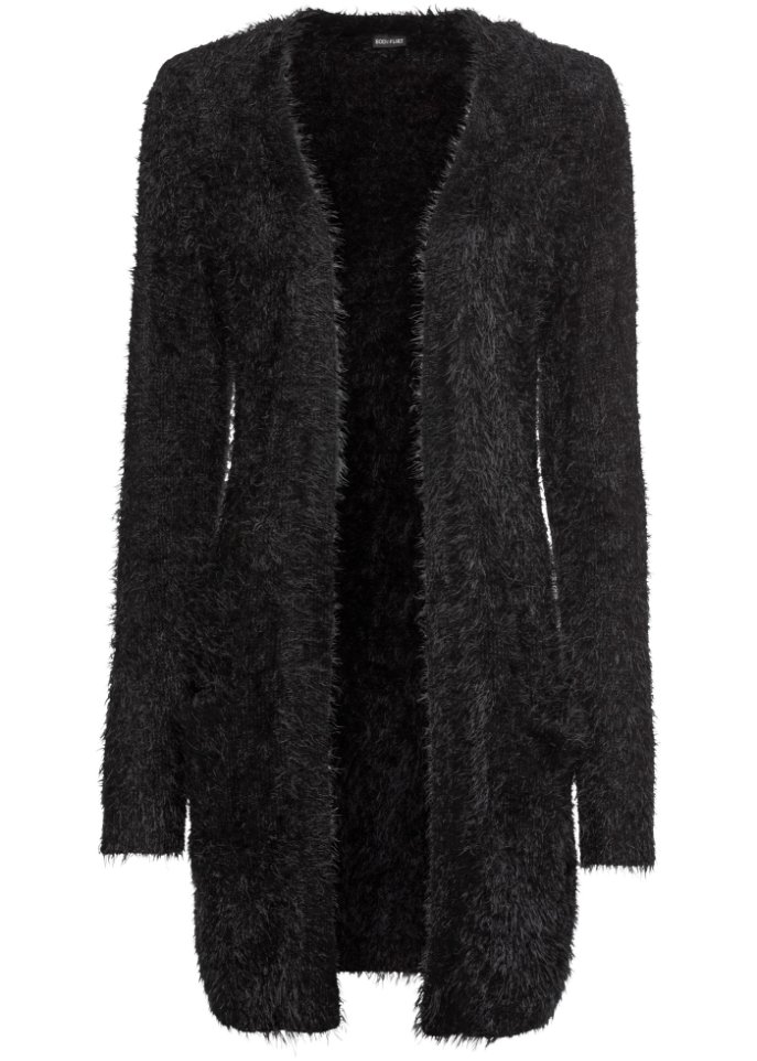 Longstrickjacke in Flauschoptik