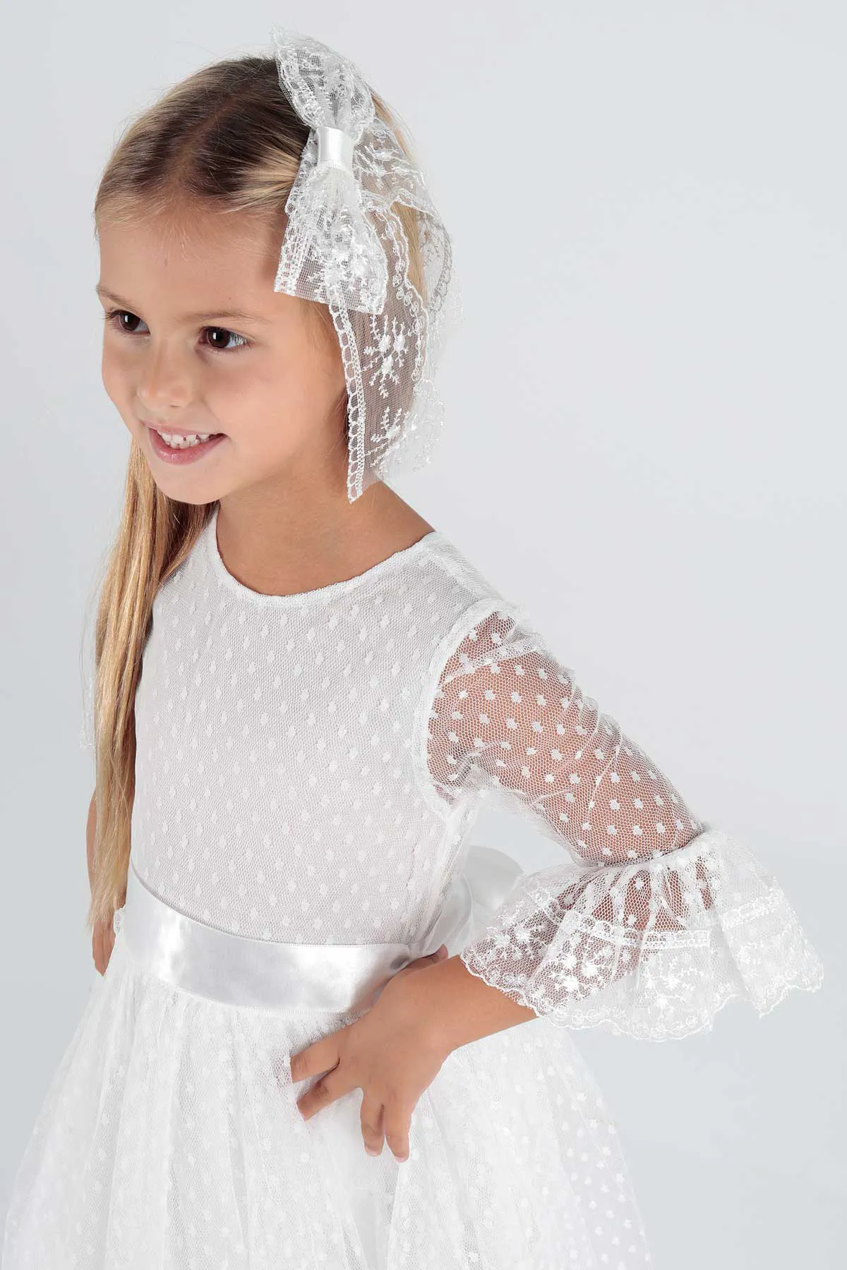 AHENGİM  Trendiges Abendkleid für Mädchen mit Schnalle und Tüllspitze Ak2209