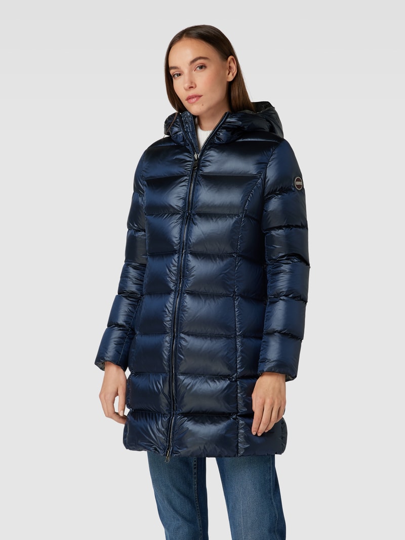 Steppmantel mit Kapuze in marineblau