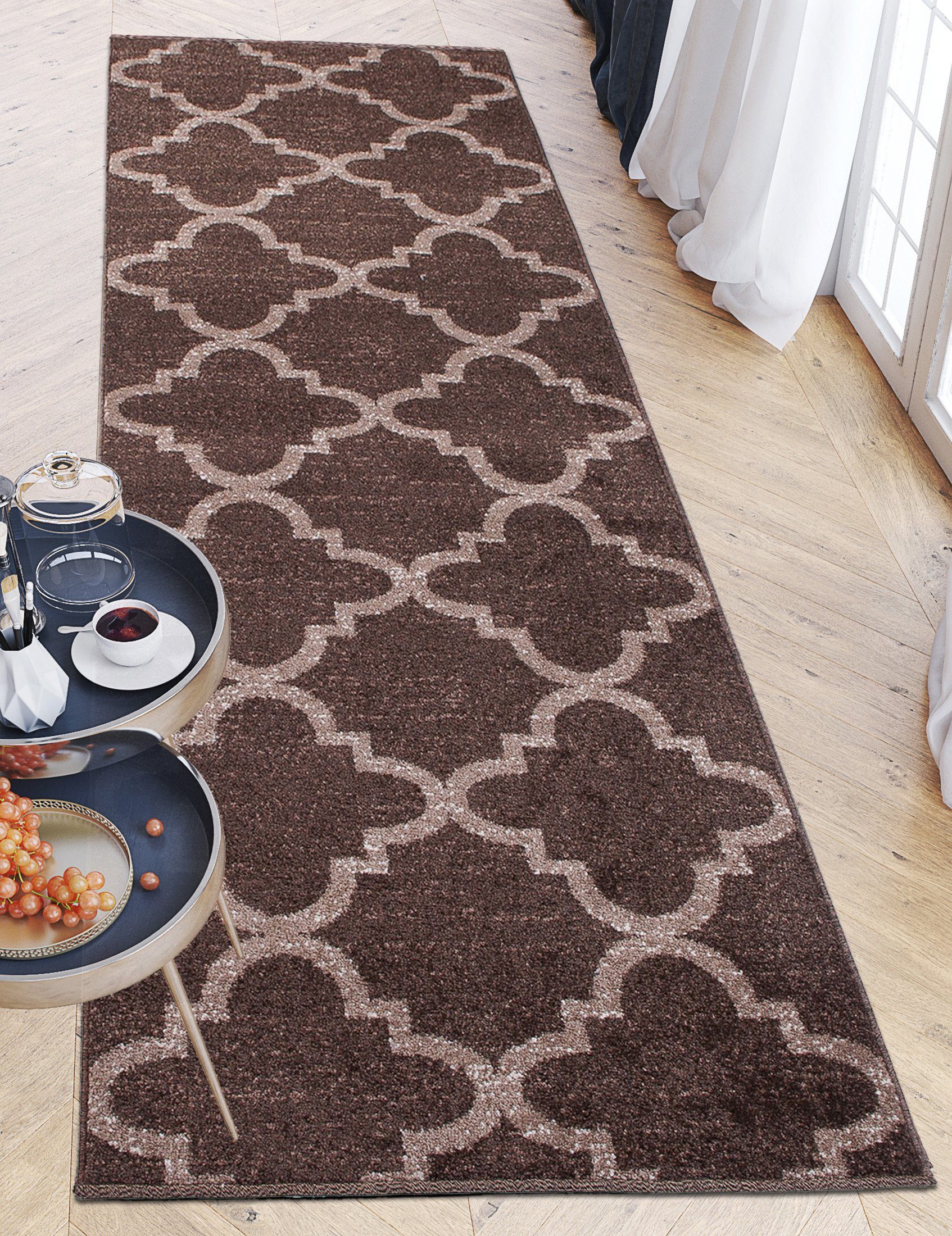 Läufer Läufer Flurläufer Modern für Vorzimmer, Küche - Braun, Mazovia, 80 x 100 cm, Kurzflor, Meterware, Höhe 10 mm, Kurzflor - niedrige Florhöhe