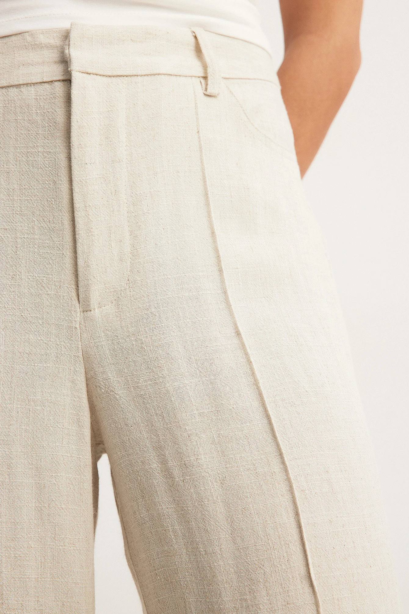 Gerade Hose aus Leinen-Mix mit hoher Taille