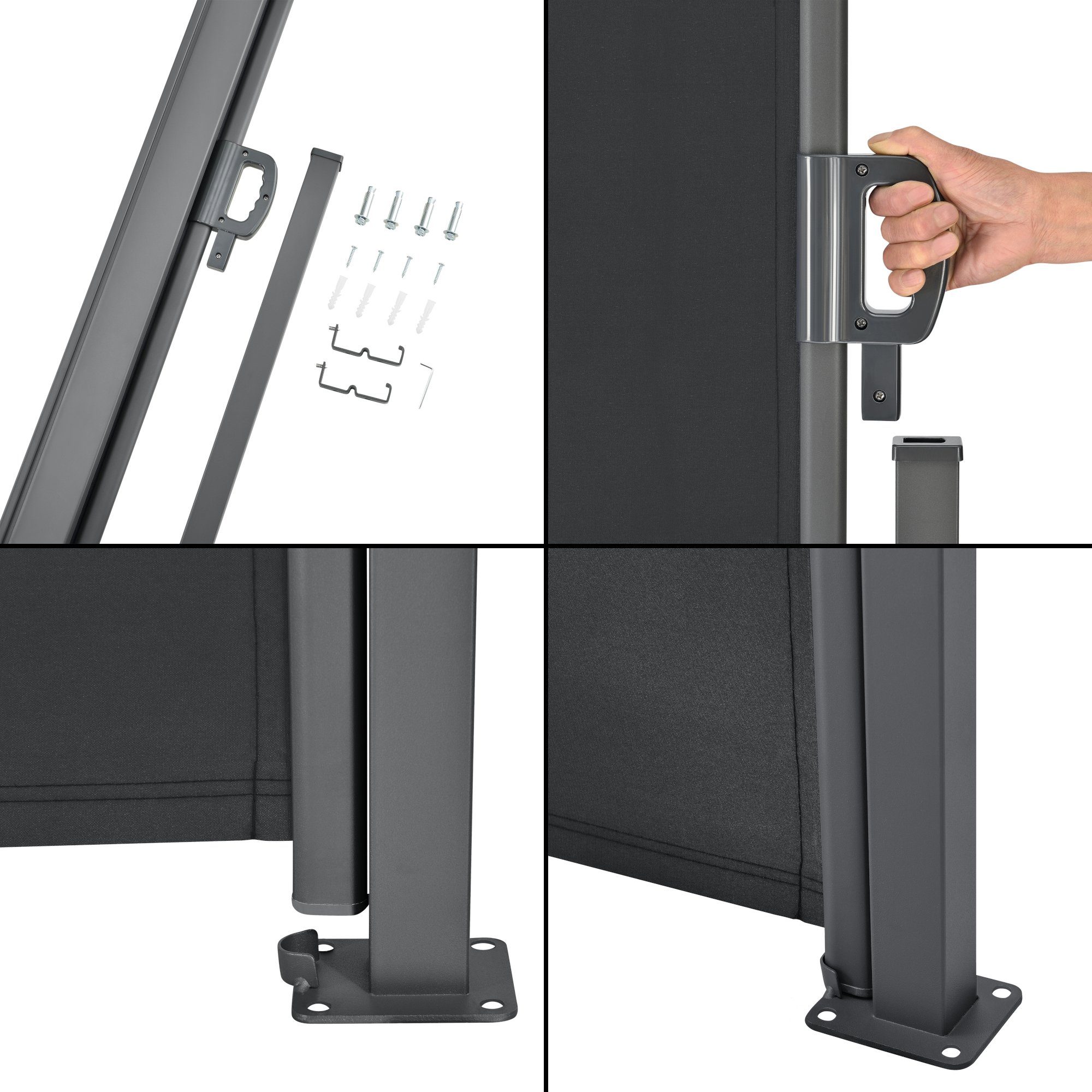 pro.tec Seitenmarkise Arrentela Sichtschutz 300 x 180 cm Schwarz