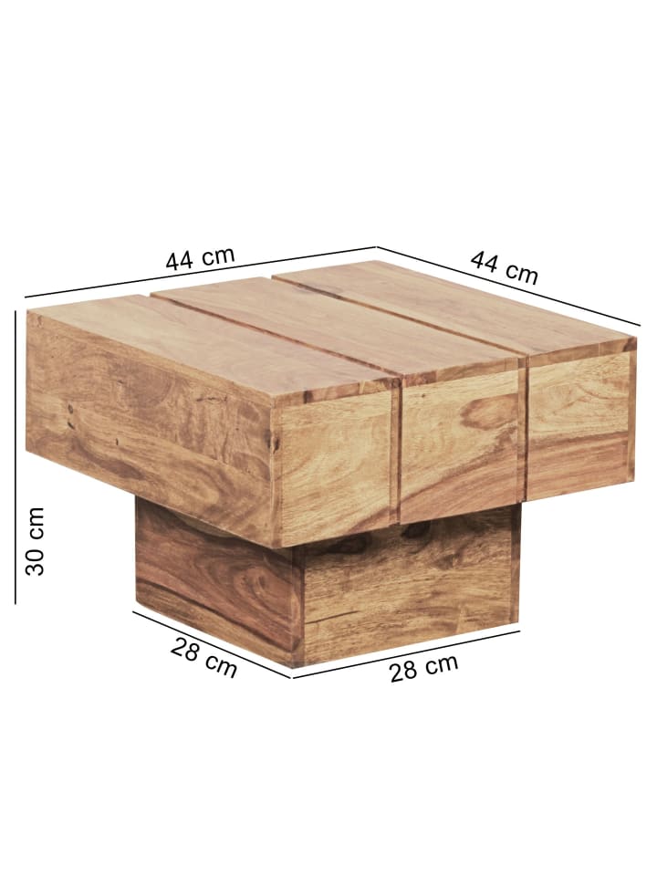 KADIMA DESIGN Beistelltisch Massivholz Wohnzimmertisch 44 x 44 x 30 cm in Akazie günstig kaufen onesize