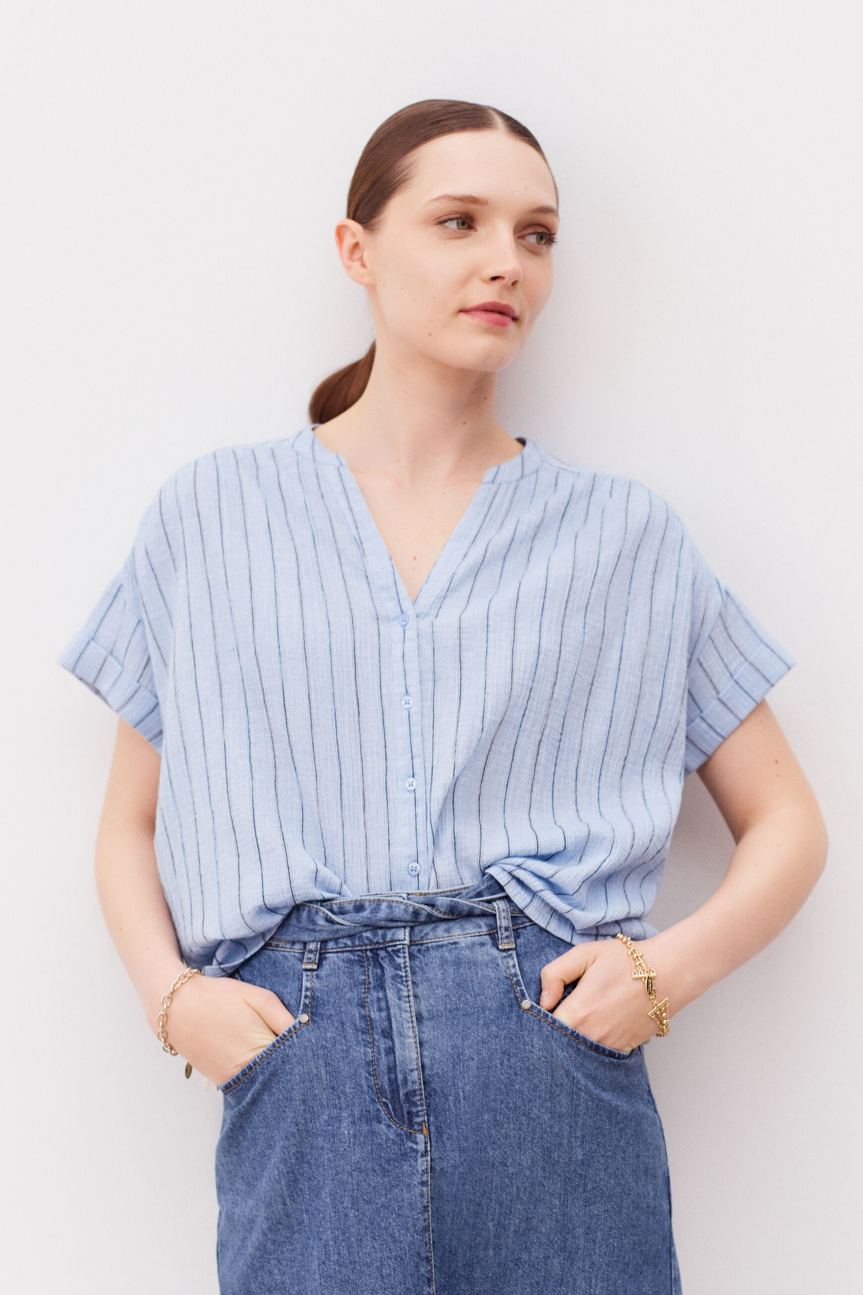 chemisier line denim stone femme