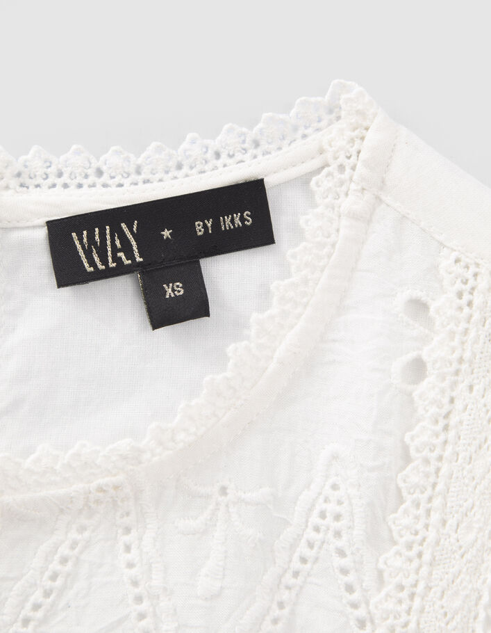 Blouse blanc cassé à plastron dentelle fille