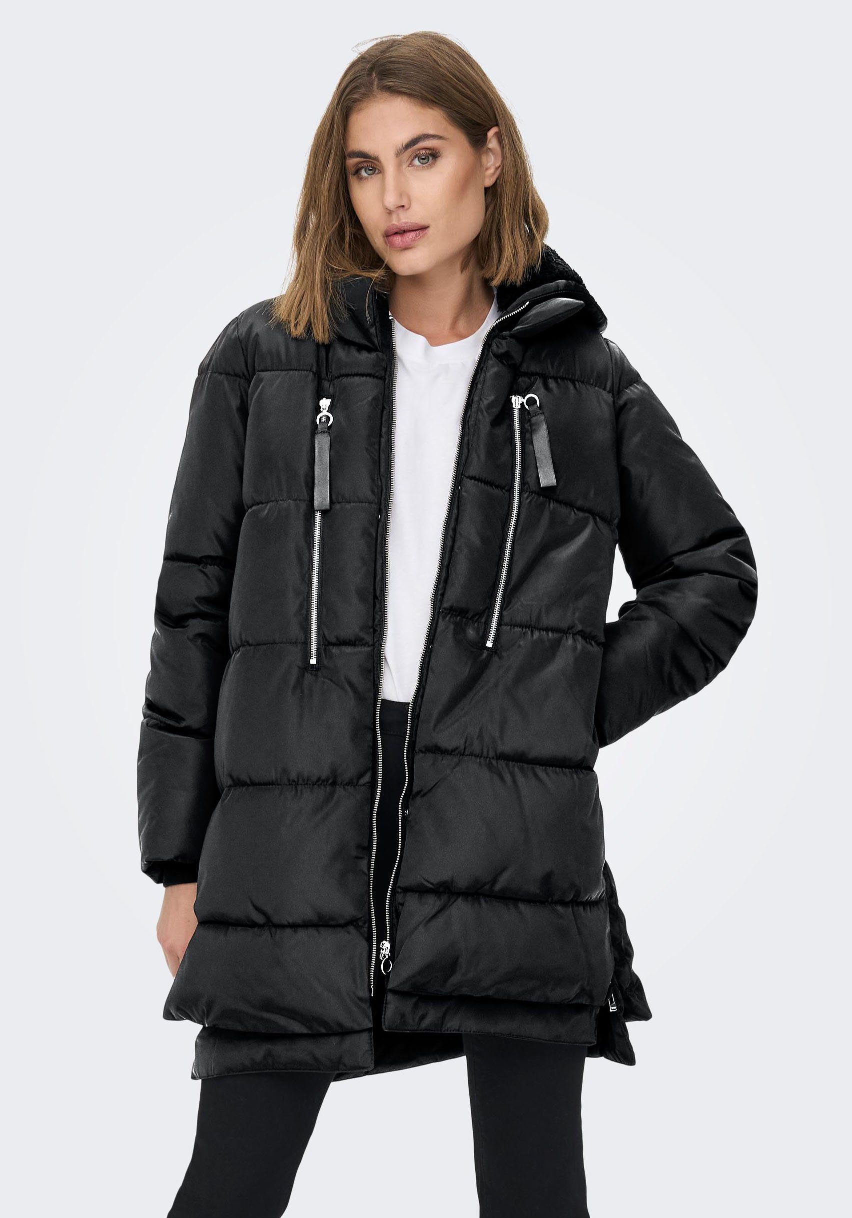 ONLY Steppmantel ONLNORA LONG PUFFER COAT mit Kapuze