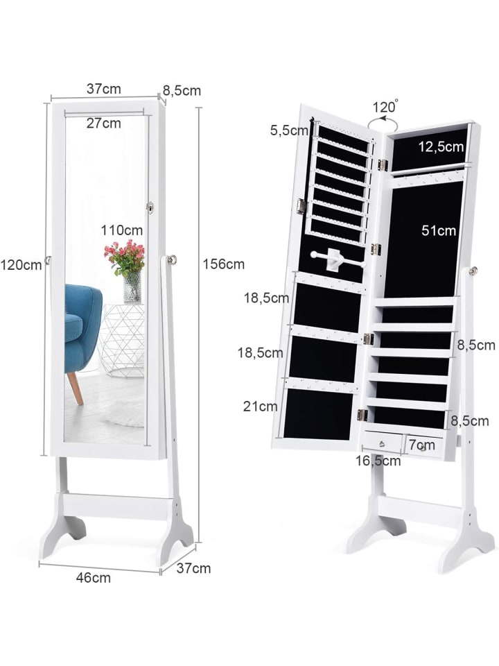 COSTWAY Schmuckschrank in Weiß günstig kaufen 120 cm