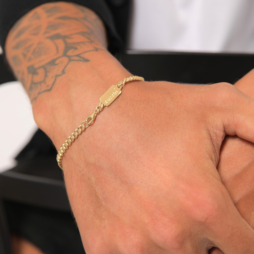 KUZZOI KUZZOI Bracelet Chaîne de Réservoirs Massif Trend Bracelet Homme - (925/1000) Arg Bracelet