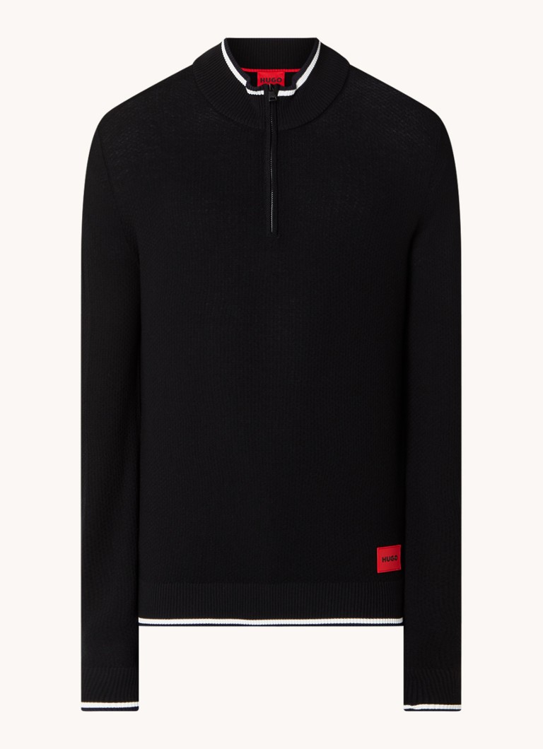 HUGO BOSS Saikk fine-knit sweater with logo and tipped cuffs