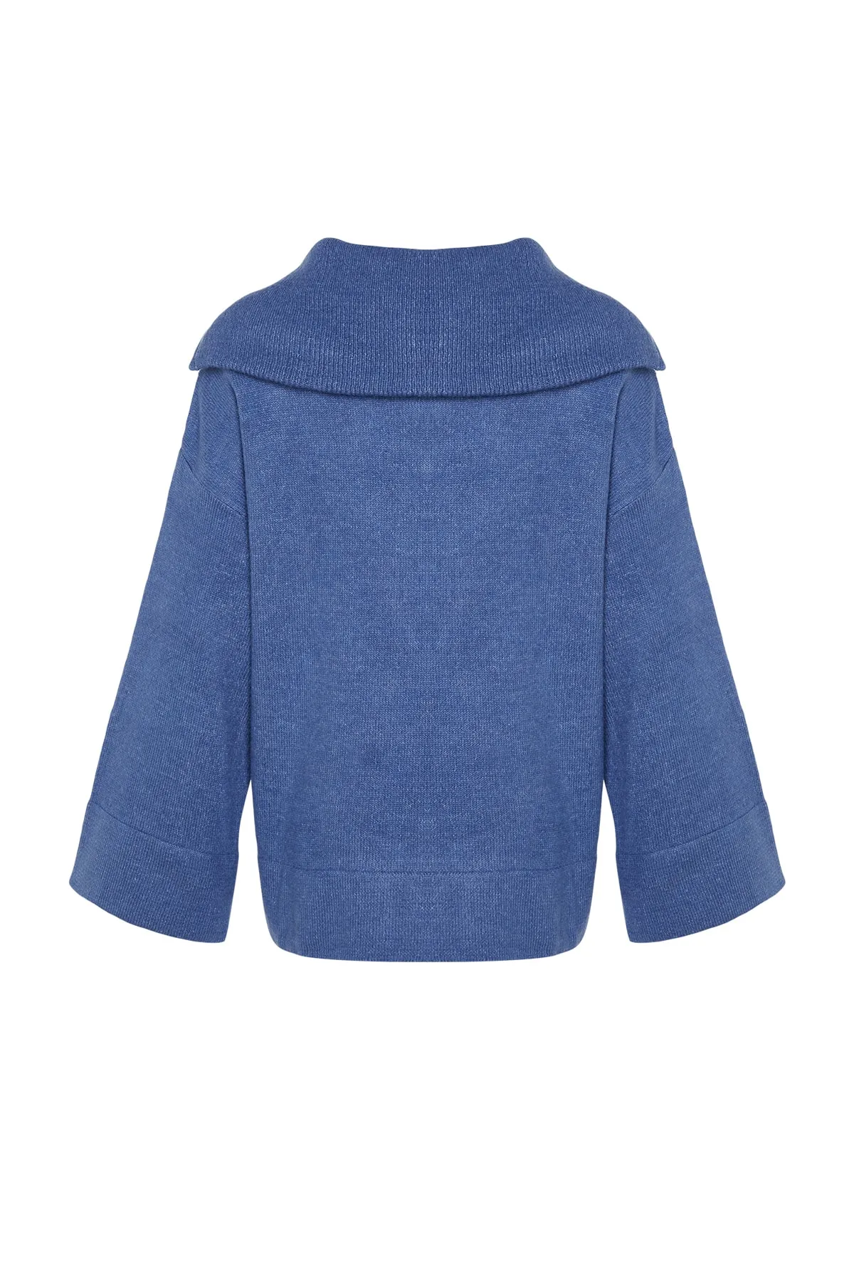 Trendyol Collection  Blauer, weich strukturierter Basic-Strickpullover mit weiter Passform TWOAW23KZ00236