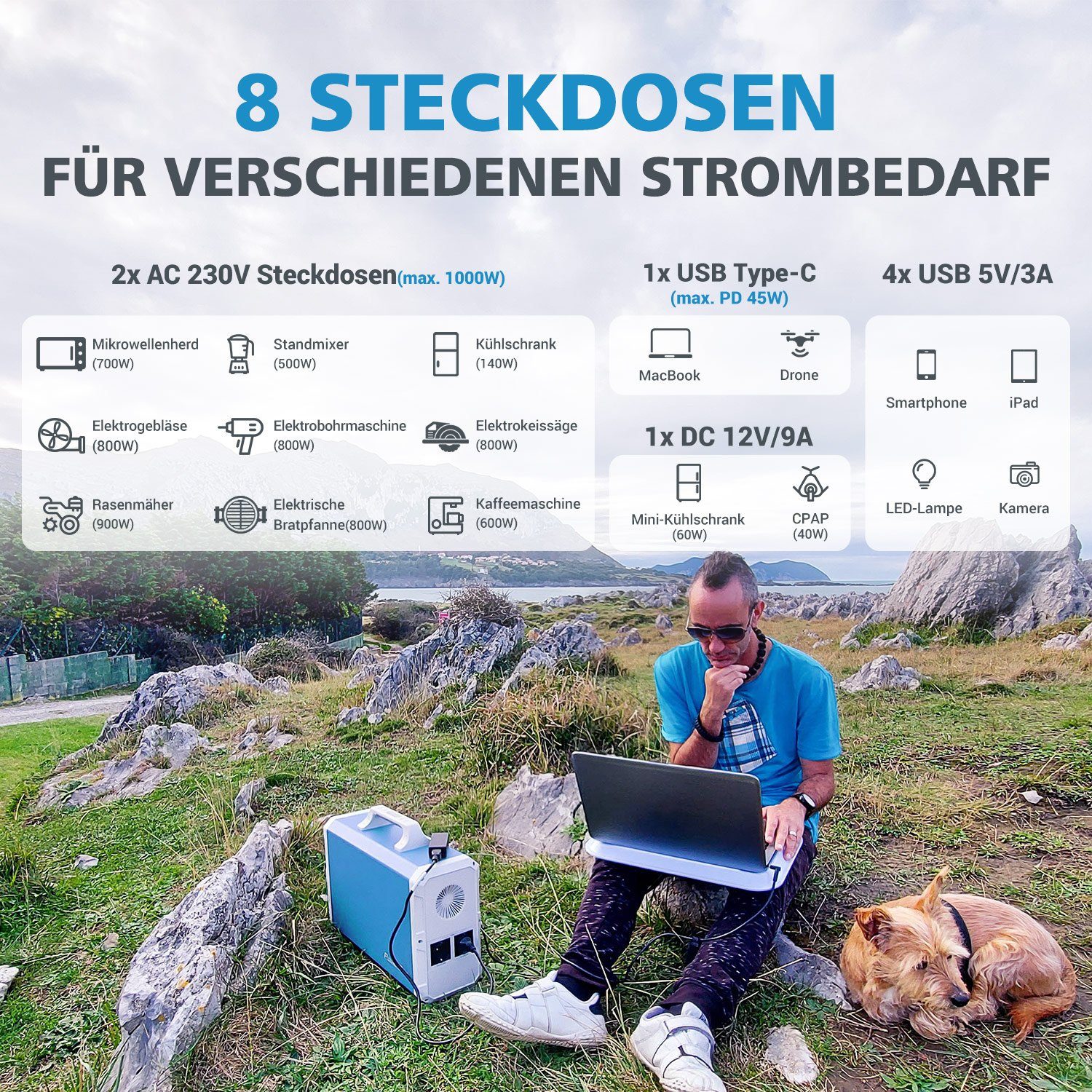 BLUETTI Stromerzeuger EB240 mit 2*PV120 Solarpanels, (1-tlg)