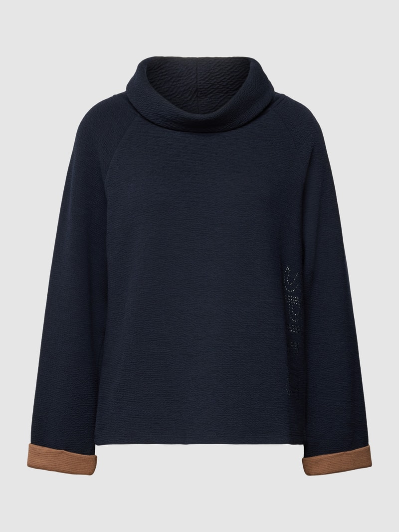 Pullover mit Ziersteinbesatz in marineblau