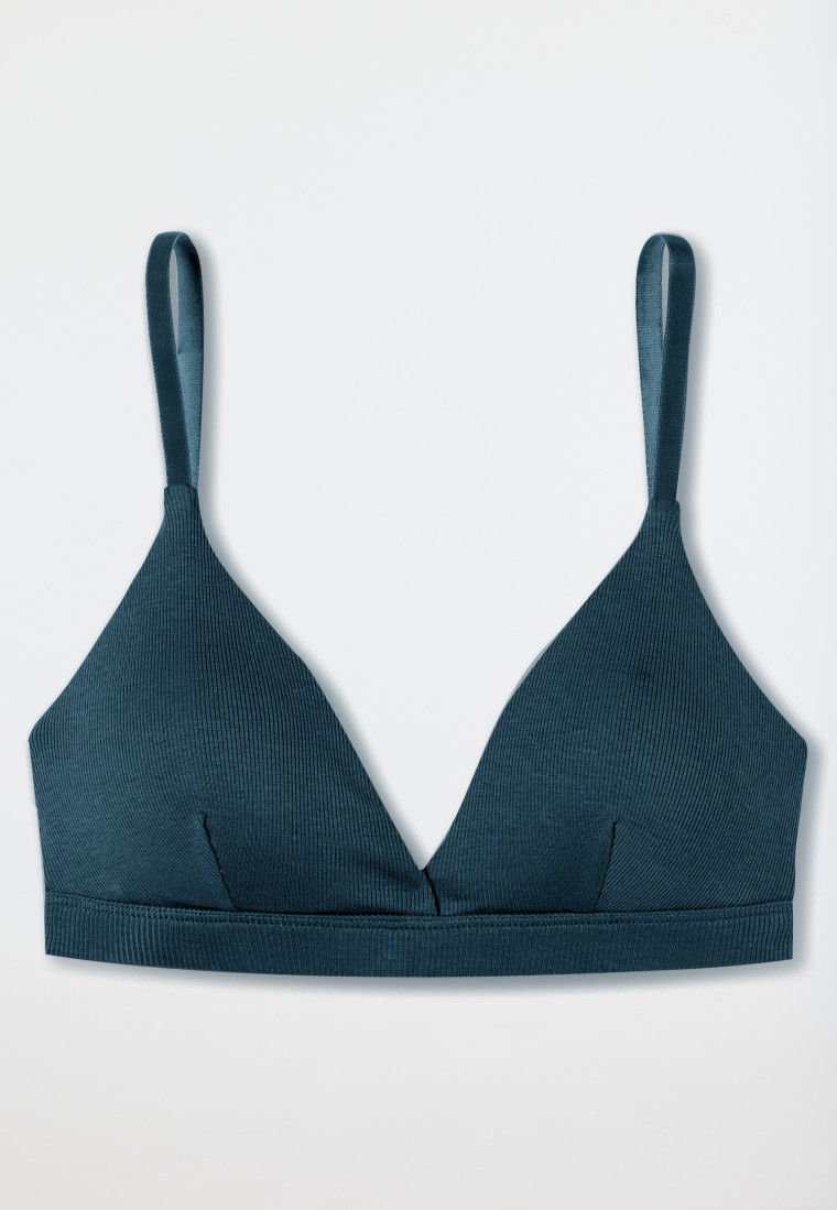 Soft-BH Doppelripp herausnehmbare Pads jeansblau - Pure Rib