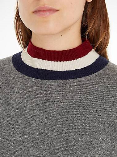 TOMMY HILFIGER Damen Strickpullover WOOL CASHMERE MOCK-NK SWT Relaxed Fit