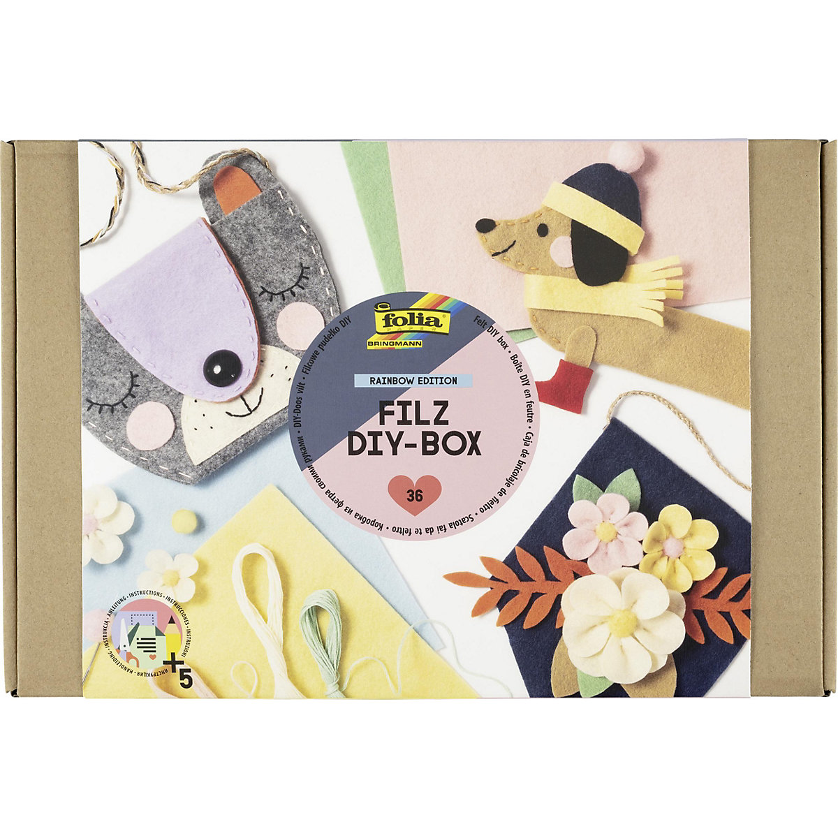Filz DIY-Box Rainbow Edition, 36-tlg.