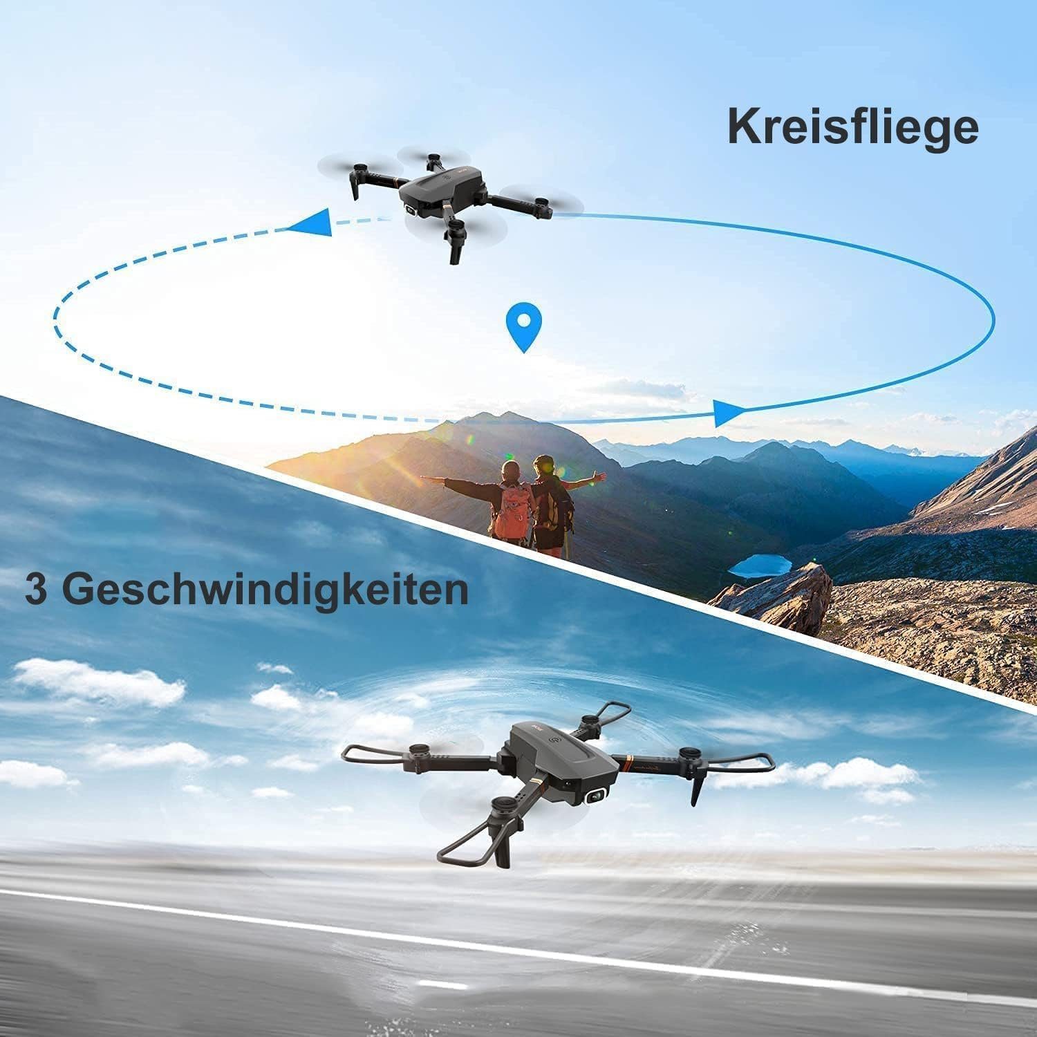 4DRC Drohne (1080p, mit WiFi Kamera HD RC Quadrocopter mit 2 Akkus FPV Übertragung 3D Flip)