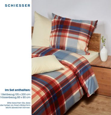 Bettwäsche Solange, Schiesser, Feinbiber, 2 teilig, Karo Musterung