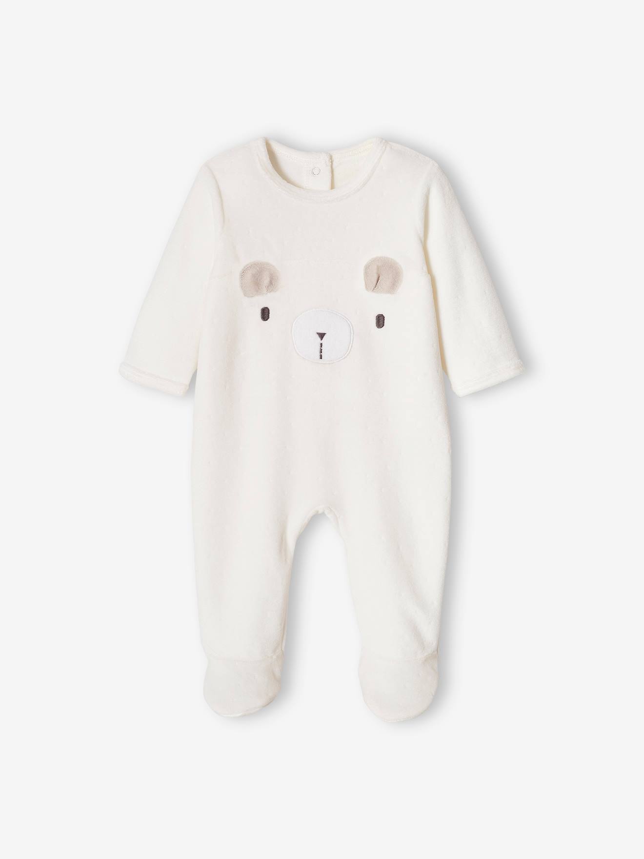 Vertbaudet Baby Samt-Strampler Oeko-Tex - wollweiß