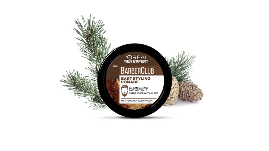 L'oréal Men Expert Barber Club Bart und Haar Styling Pomade 75ml mit ätherischem Zedernholzöl 75 ml