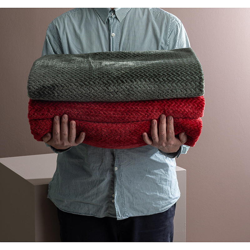Home Pledd 150x200 cm flanellfleece rød melert